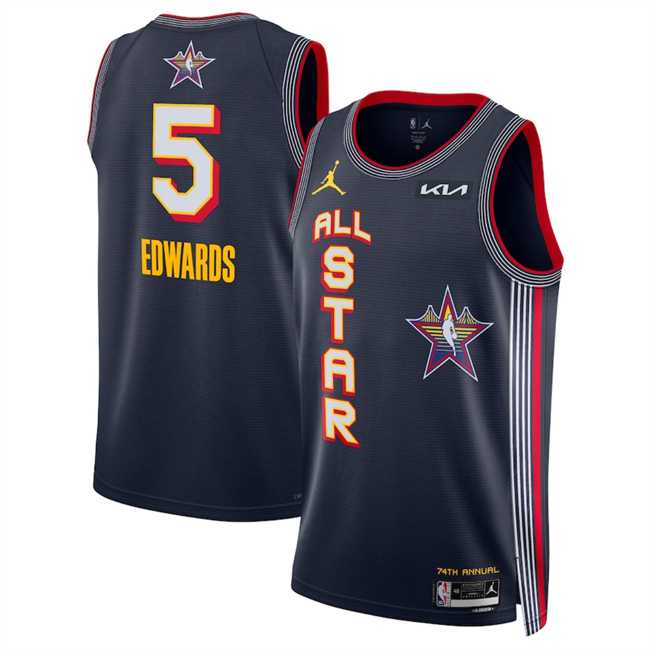 Mens 2025 All-Star #5 Anthony Edwards Navy Stitched Jersey Dzhi